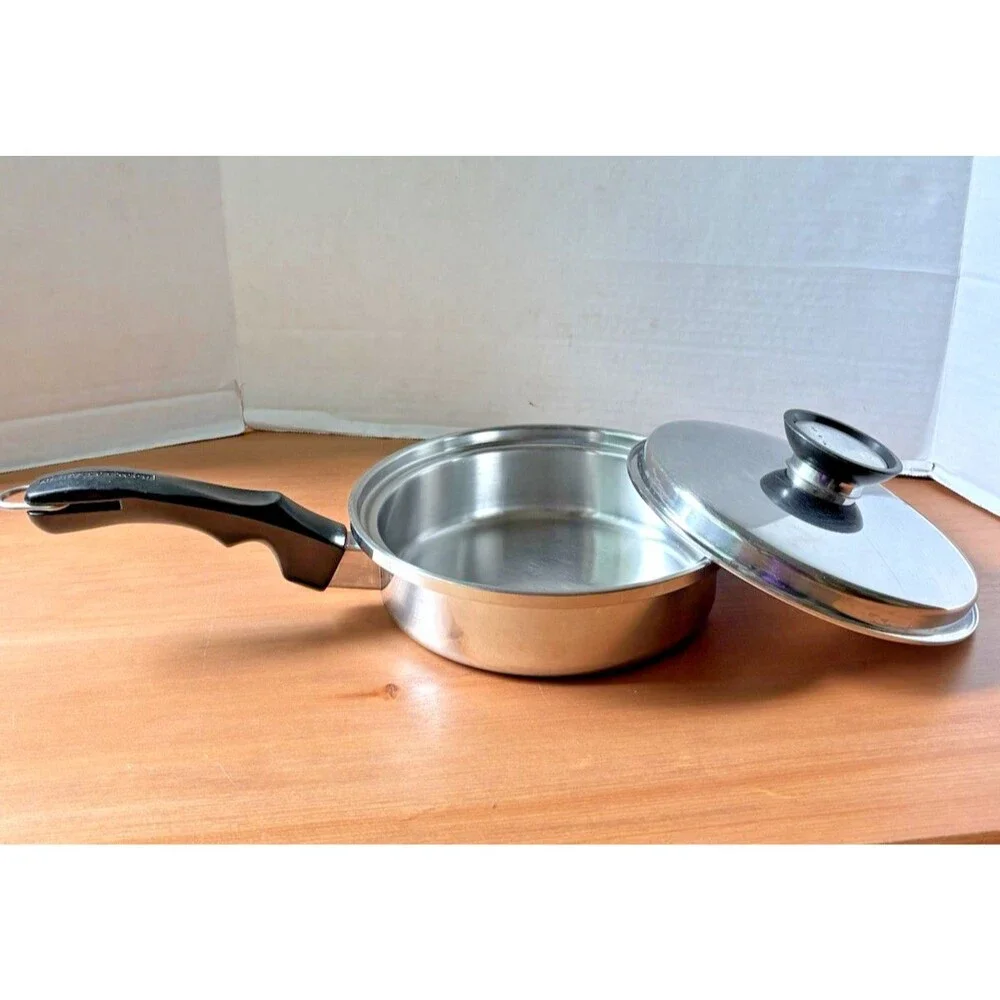 Vintage COOK-O-MATIC 8” Sauce Pan With Lid 18-8 TRI PLY Stainless Steel USA Made